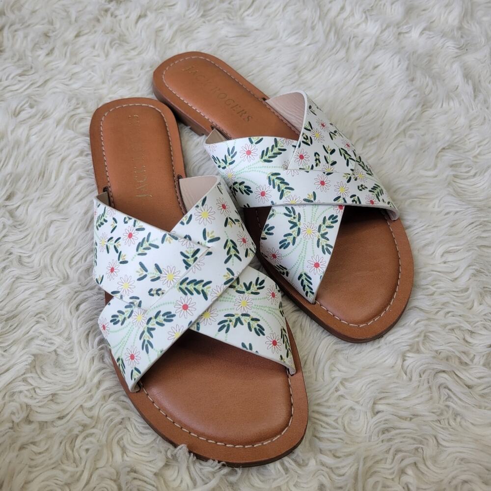 Jack Rogers Slotted Daisy Printed Sloan Sandals 8 - Picture 3 of 9